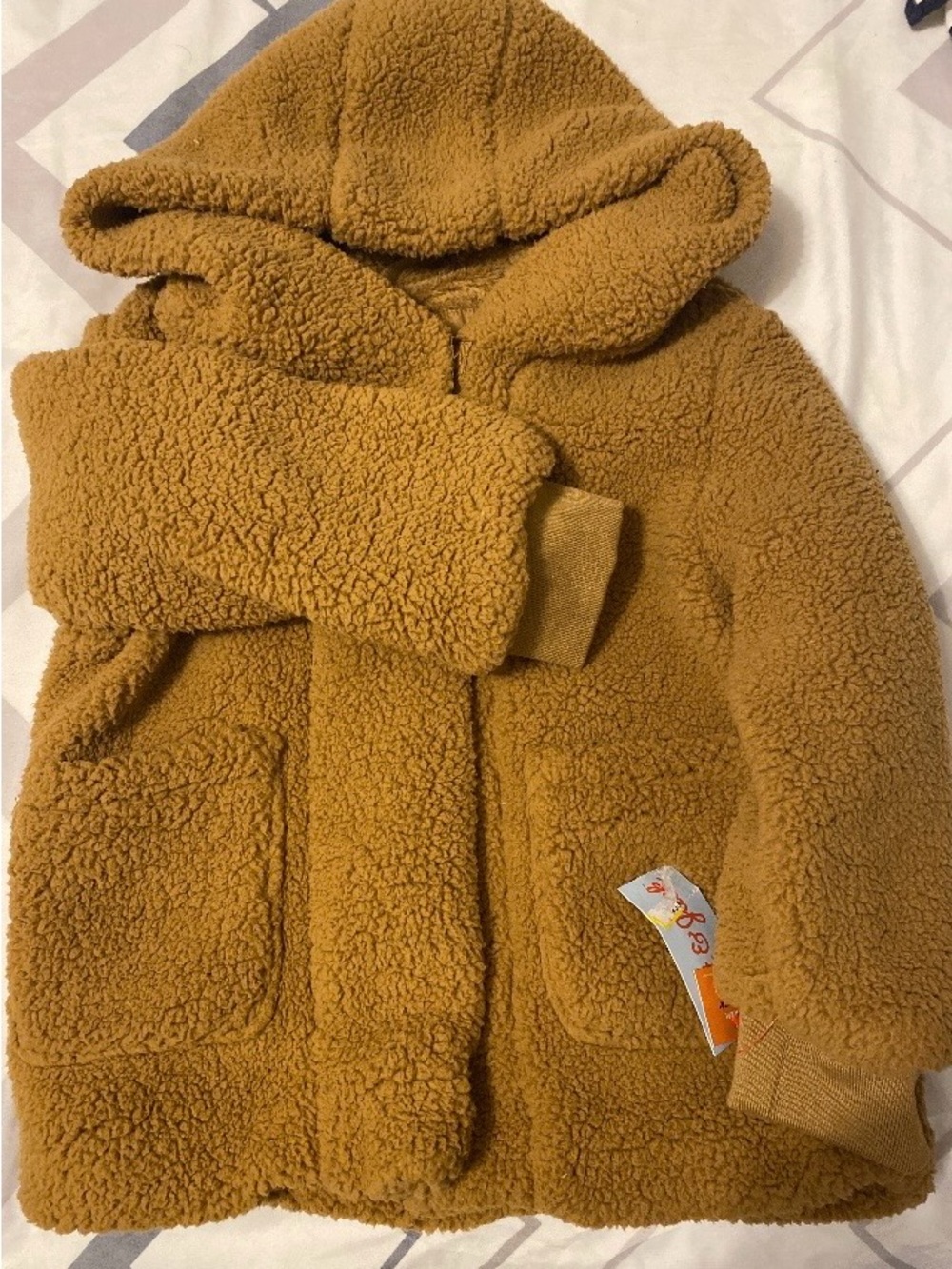 Cat & Jack Mustard Sherpa Hooded Puffer Jacket